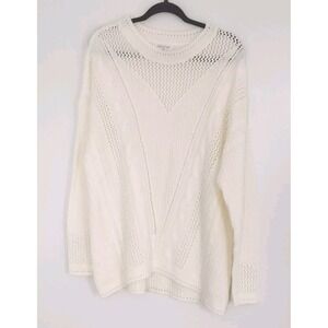 Full Circle Trends White/Ivory Cable Knit Sweater Women's Size 3X Pre-owned